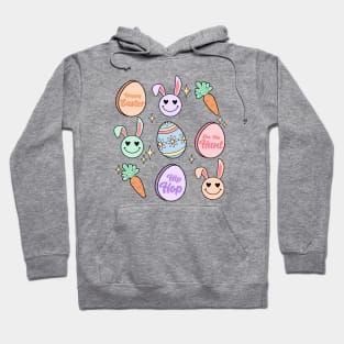 Happy Easter, Cute Easter Egg Hunt, Carrot Bunny Smiley Face Hoodie